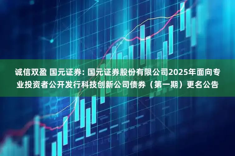 诚信双盈 国元证券: 国元证券股份有限公司2025年面向专业投资者公开发行科技创新公司债券（第一期）更名公告